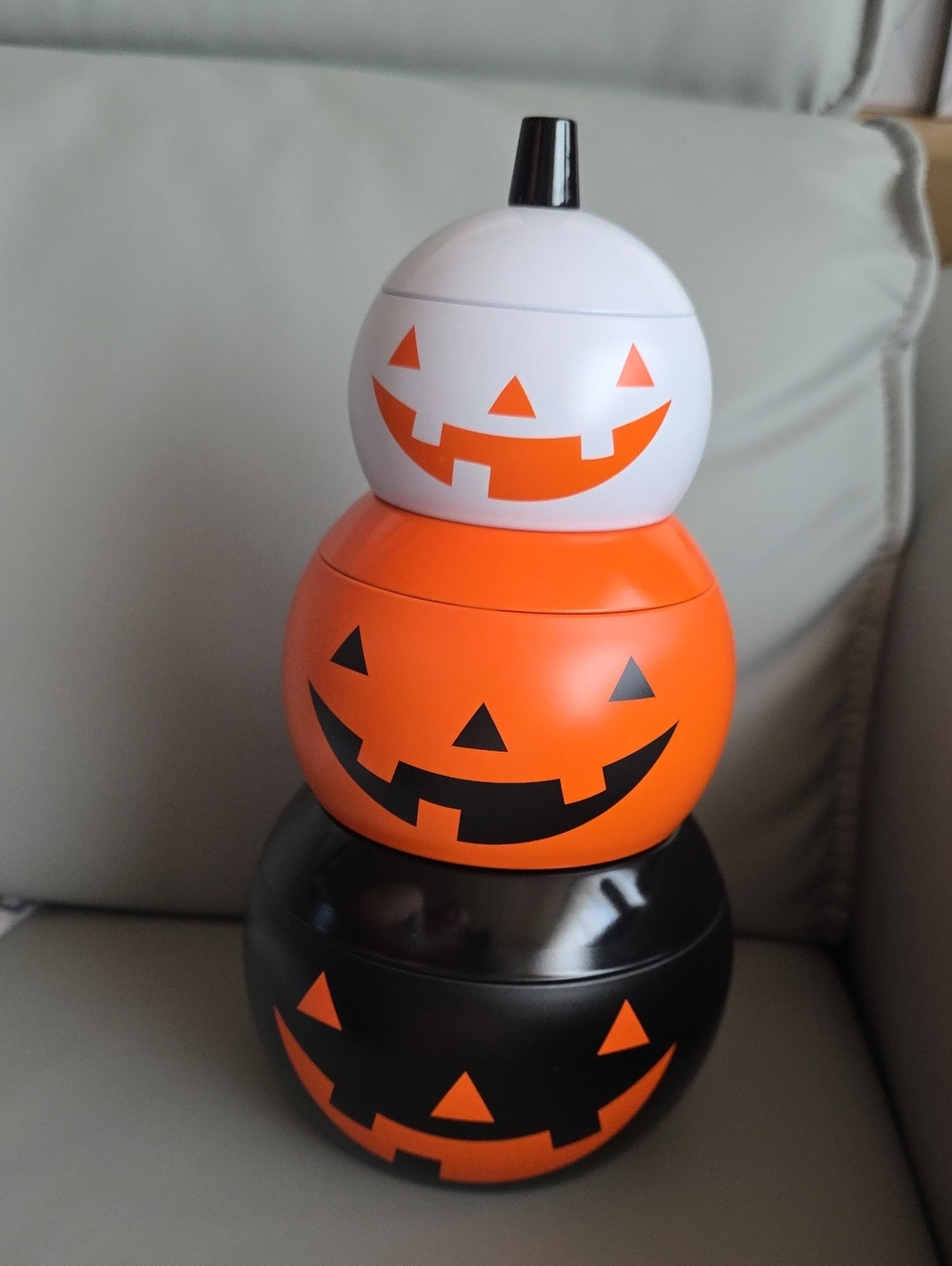 IKEA Halloween Pumpkin Stackable Containers - White, Orange, Black
